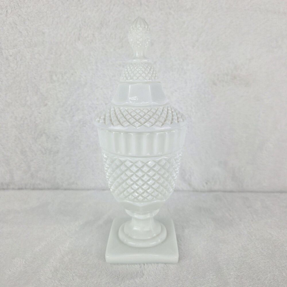Vintage Westmoreland Milk Glass Hobnail Covered Urn Candy Dish Pedestal